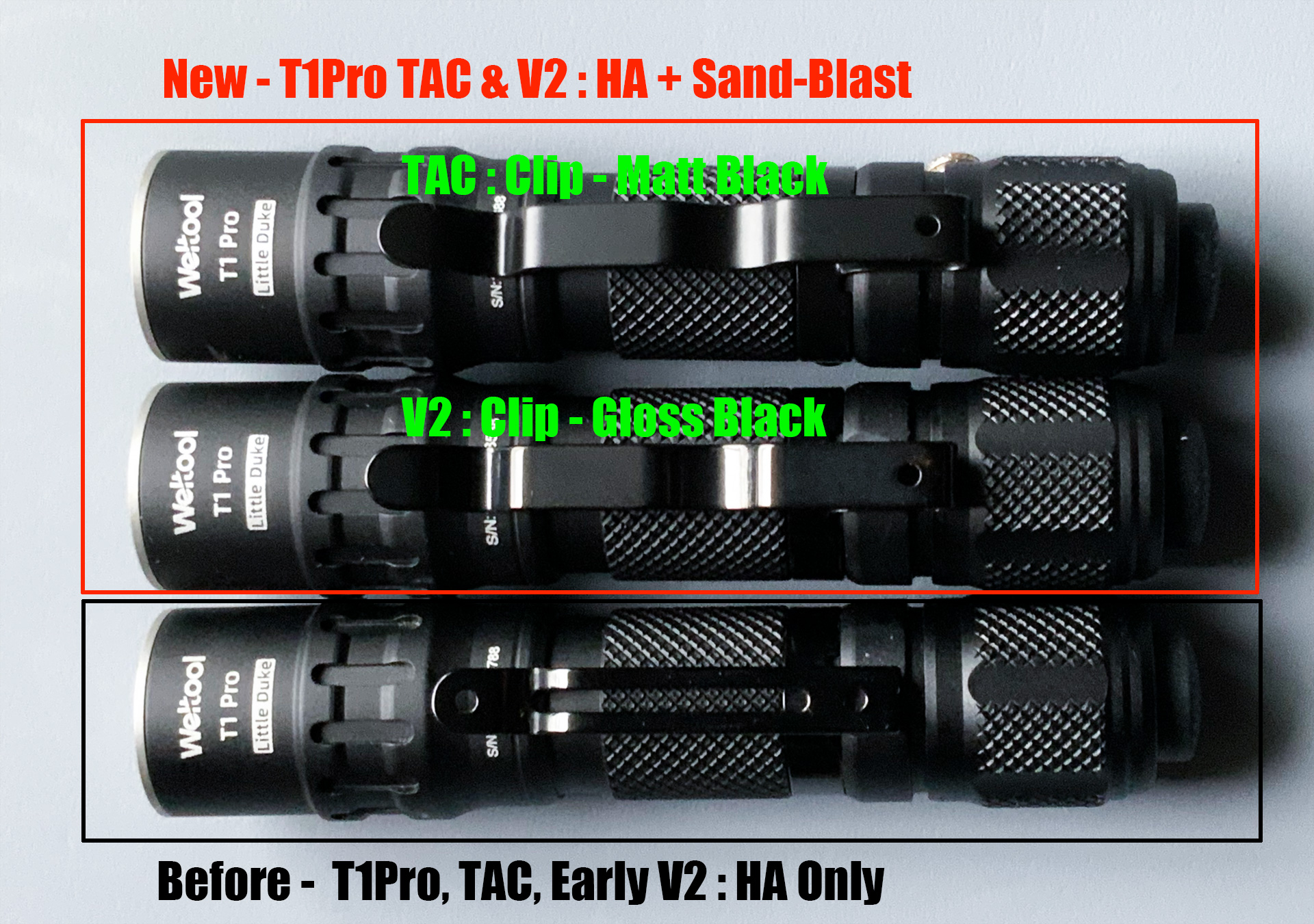 Weltool T1 Pro V2 6,500K 550lm, 306m・HA-サンドブラストEDC